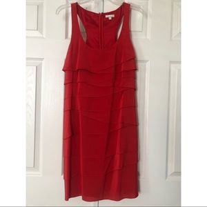 Shoshanna Size 10 tomato layered cocktail dress